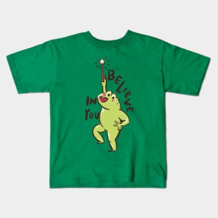 Cute Loveland Frogman Positive Affirmation I Believe In You Ohio Cryptid Creature Kids T-Shirt